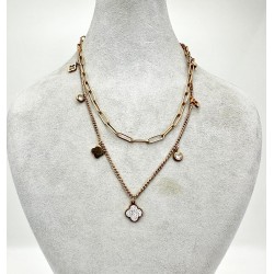 Rose İkili Yonca Detaylı Kolye